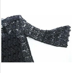 Bebe Women's Black Lace Blouse Long Sleeve